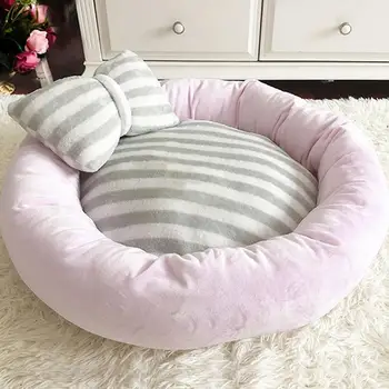 

HobbyLane 55cm 21.6" Round Stuffed Plush Pet Nest Sleeping Mat Cat Dog Puppy Sleeping Bed With Pillow