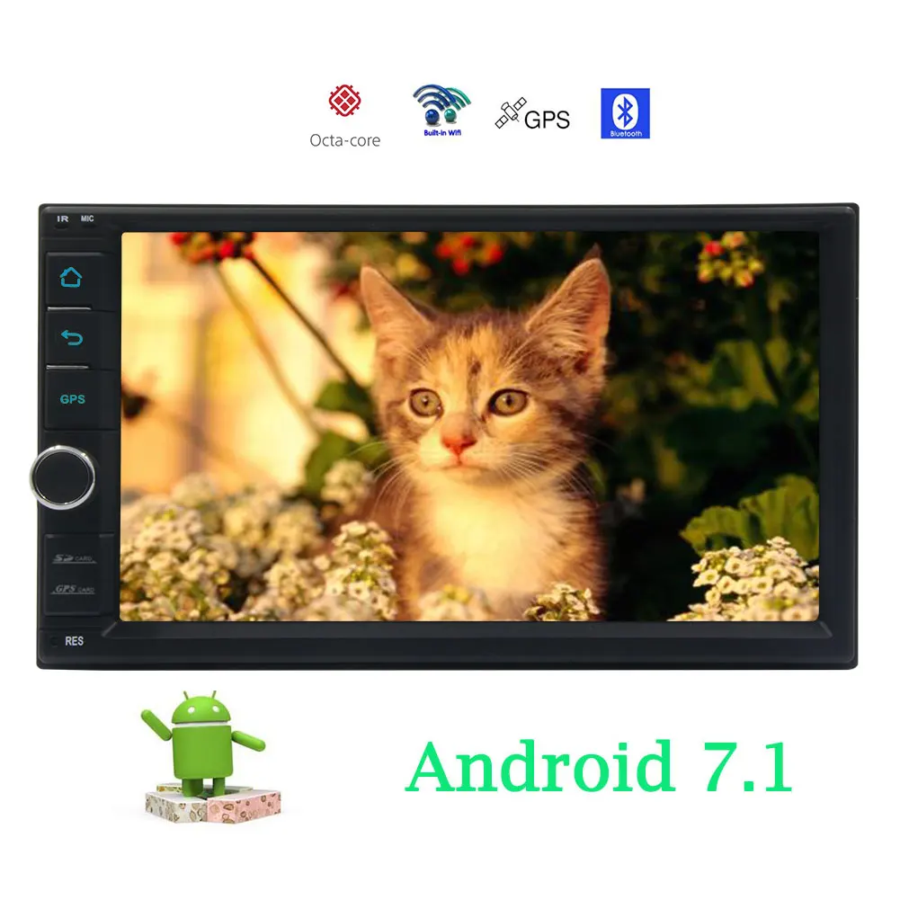 Sale 2 Din Octa Core Android 7.1 GPS Car Stereo Radio Autoradio 32G ROM USB/3G/WIFI/1080P/SWC/Mirror link no-DVD Multimedia Player 5
