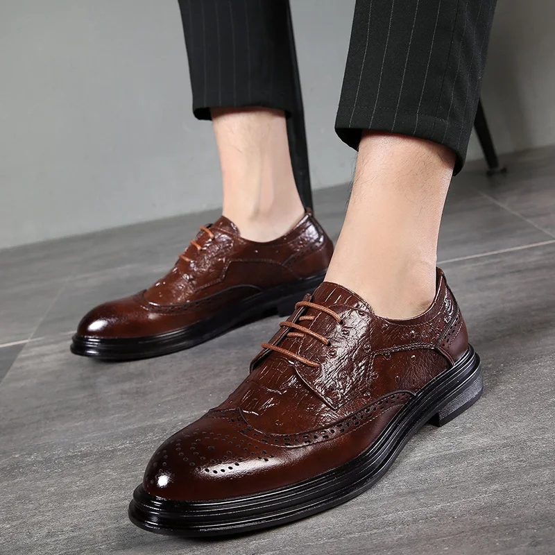Мужские модельные туфли; официальные свадебные мужские кожаные туфли; броги; деловые оксфорды для мужчин