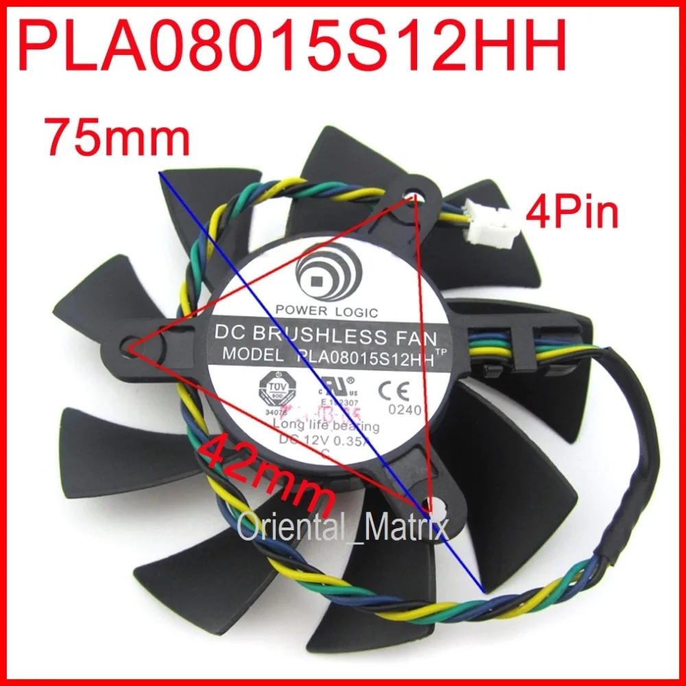Вентилятор для охлаждения видеокарты plat08015s12hh 12 В 0 35a 75 мм 42x42x42 VGA MSI R4770 R6850 4