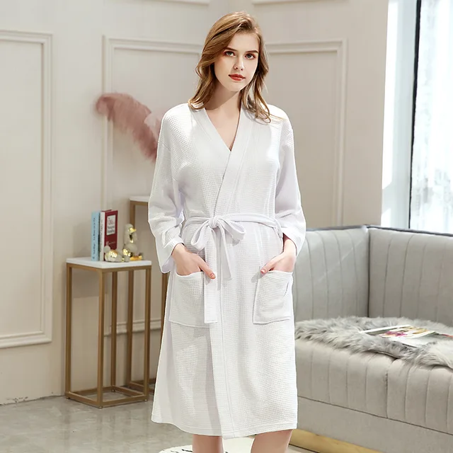 NewBang Spring And Summer Thin Ladies Waffle Soft Bathrobe Lovers Robes