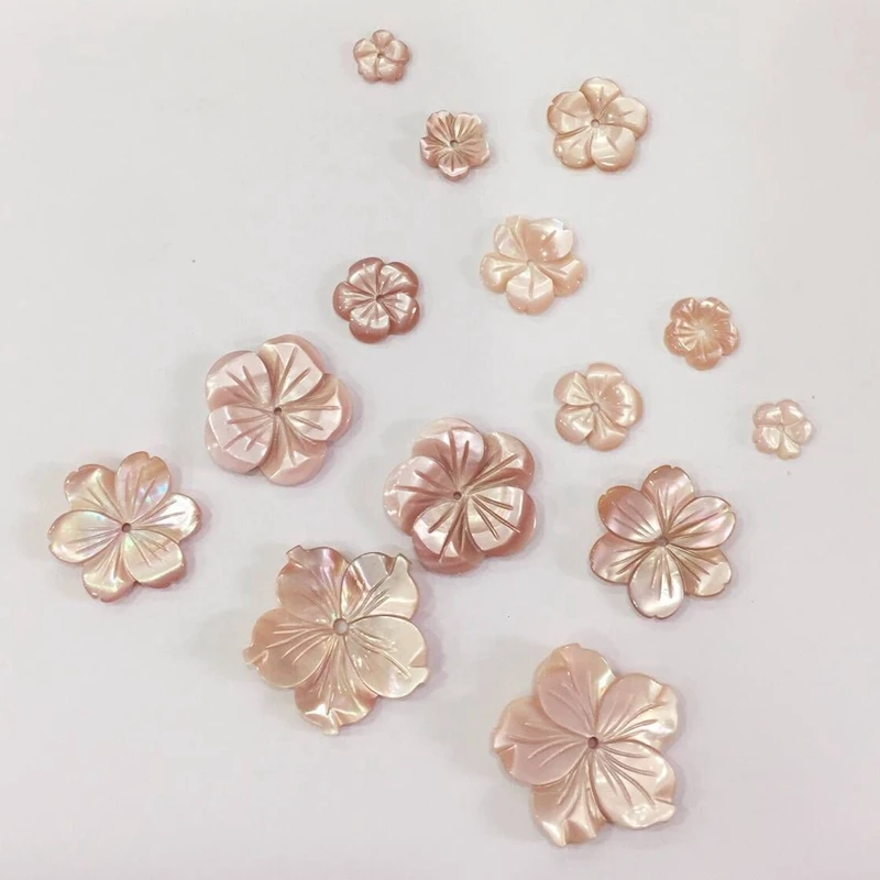

8-24MM 10Pcs 100% Pure Natural Pink Pearl Shell Flower Charms Jewelry Bead Jewellery Beads