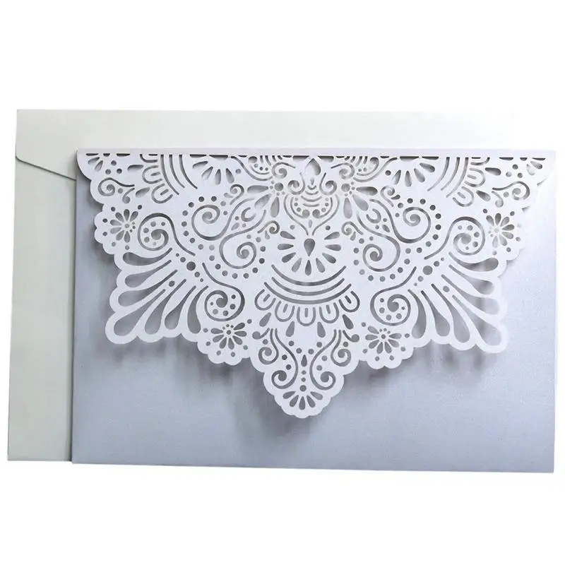  10PCS European Style Lace Wedding Invitations Cards Laser Cut Tri-Fold Business Invitation Cards Pa - 32922389513