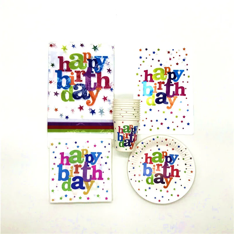 

White Star Theme 81Pcs/Lot Event Party Candy Gift Bag Wedding Tableware Set Kid Birthday Party Cup Plate Straw Decoration Supply