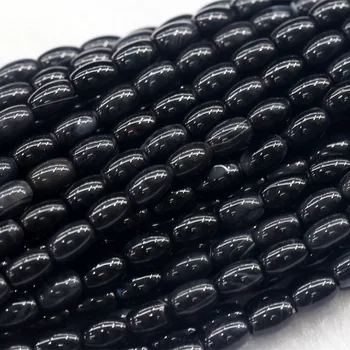

Discount Wholesale Natural Genuine Black Agate Rice Shape Oval Loose Beads 4x6mm Fit Jewelry DIY Necklace or Bracelets 15" 03844