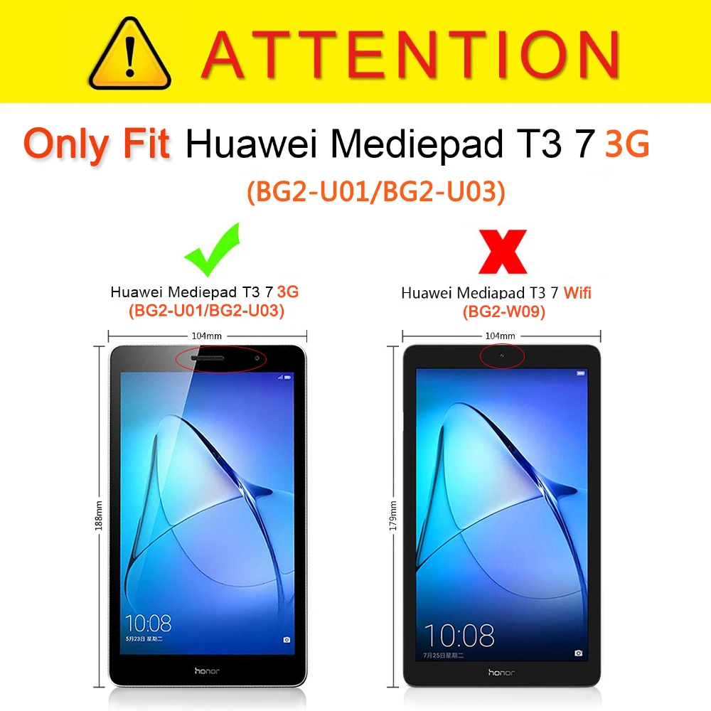 Защитный чехол JONSNOW для Huawei MediaPad T3 7 3G BG2 U01 ультратонкий 3 сложения шелковая