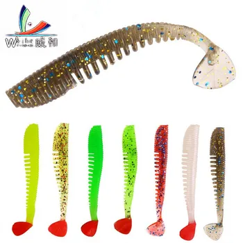 

weihe 10 Pcs/lot 7 Colors Shad Worm Fishing Lures 80mm 2.5g Silicone Soft Bait Peche Carp Artificial T-Tail Soft Lure Swim Bait