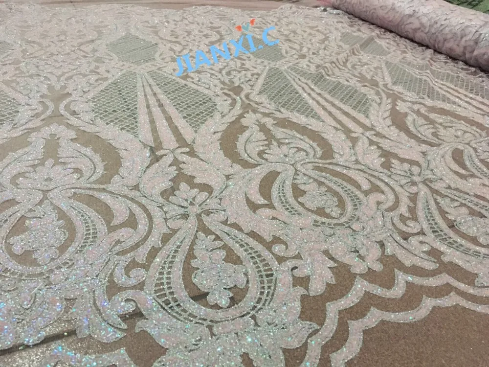 

4 colros 5yd/lot french net fabric with glued glitter JIANXI.C-71006 for party dress glitter lace fabric