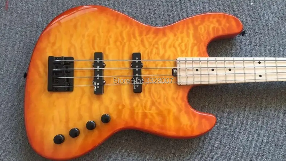 

good quality 4 strings NYC bass guitar ;quilted maple top in orange color;free shipping