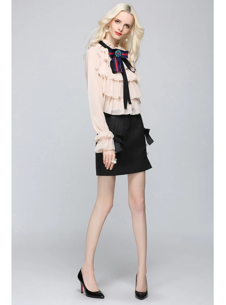Bow Diamonds Collar Shirts  (15)
