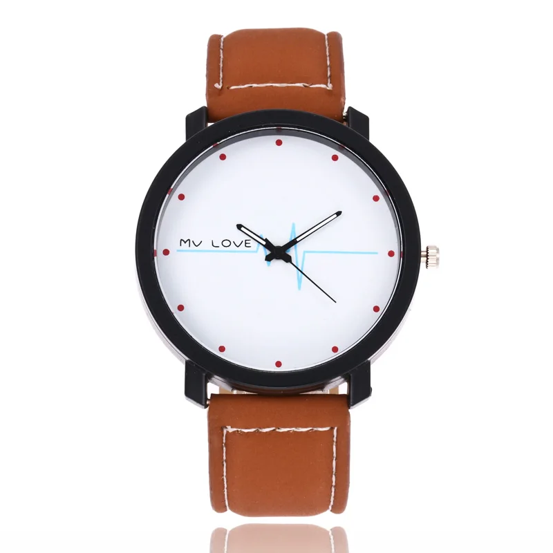 

Unisex Simple Round Dial Quartz Watch PU Leather Strap Wristwatch for Women Men Couple Gifts LL@17
