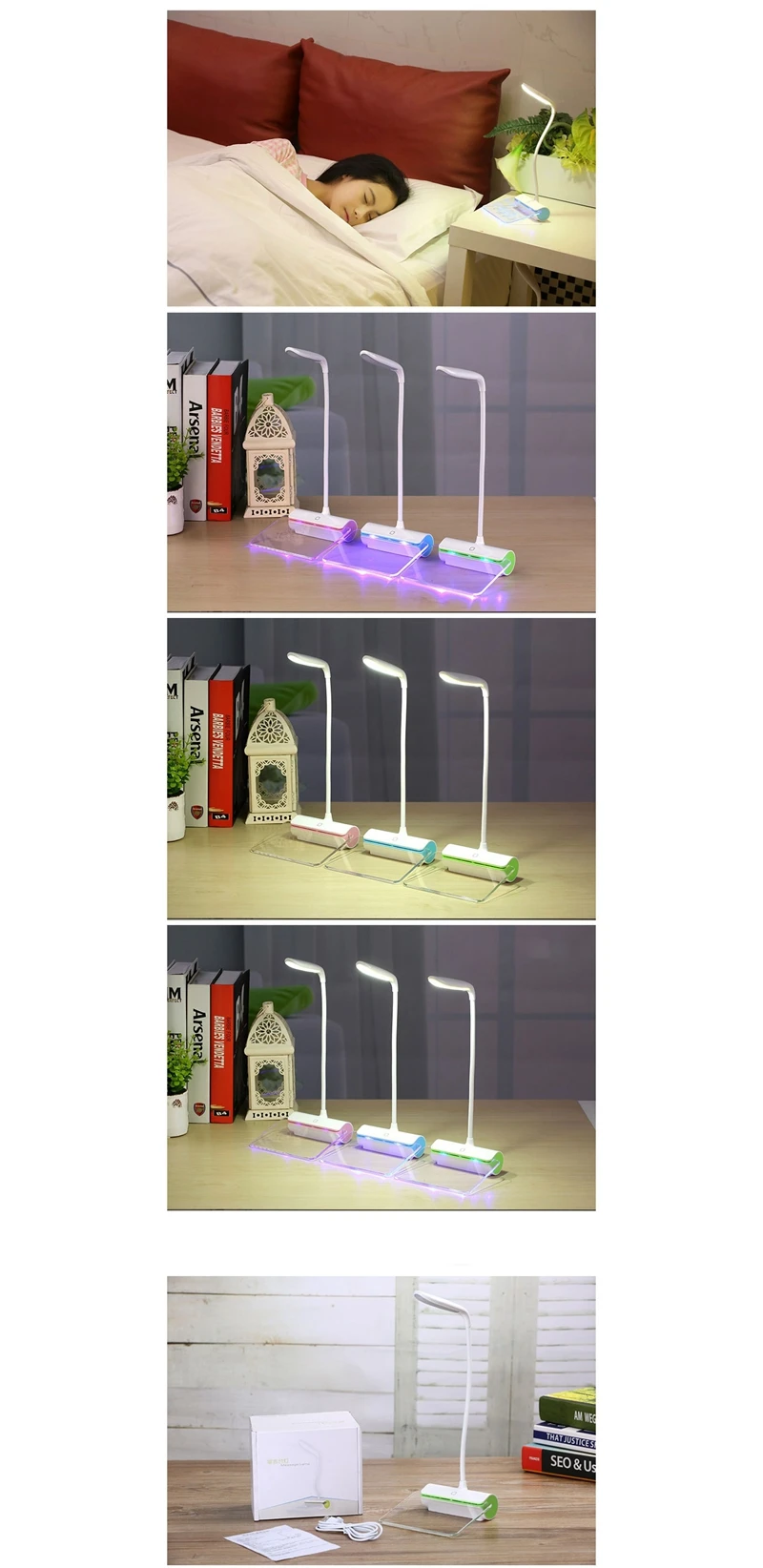Creative LED Table with Message Board Lamp Portable USB Eye Protect Desk Light for Study Work Reading Light 3 Modes Dimmable (3)