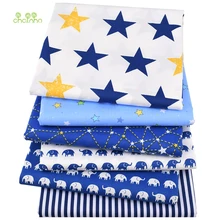 Chainho, 6 шт./лот, синяя серия, пирнт саржевая хлопчатобумажная ткань, Лоскутная Ткань для шитья своими руками, Детские простыни, материал для платья