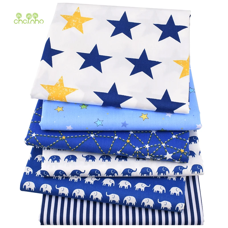 

Chainho,6pcs/lot,Blue Series,Pirnt Twill Cotton Fabric Patchwork Cloth For DIY Quilting Sewing Baby&Child Sheets Dress Material
