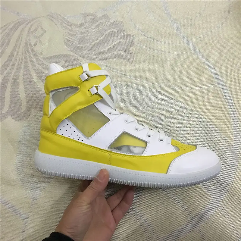 

2019 summer luxury men shoes hollow breathable genuine leather High top Boots Men casual flat Shoes cool ankle Boots 38-46
