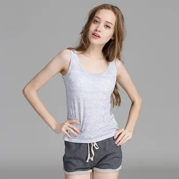 

Basic Women Vest 2020 Summer Sleep Shirt Sexy Intimate Lingerie With Bra Modal Nightshirt Casual Sleepwear Home Clothes S-XXL