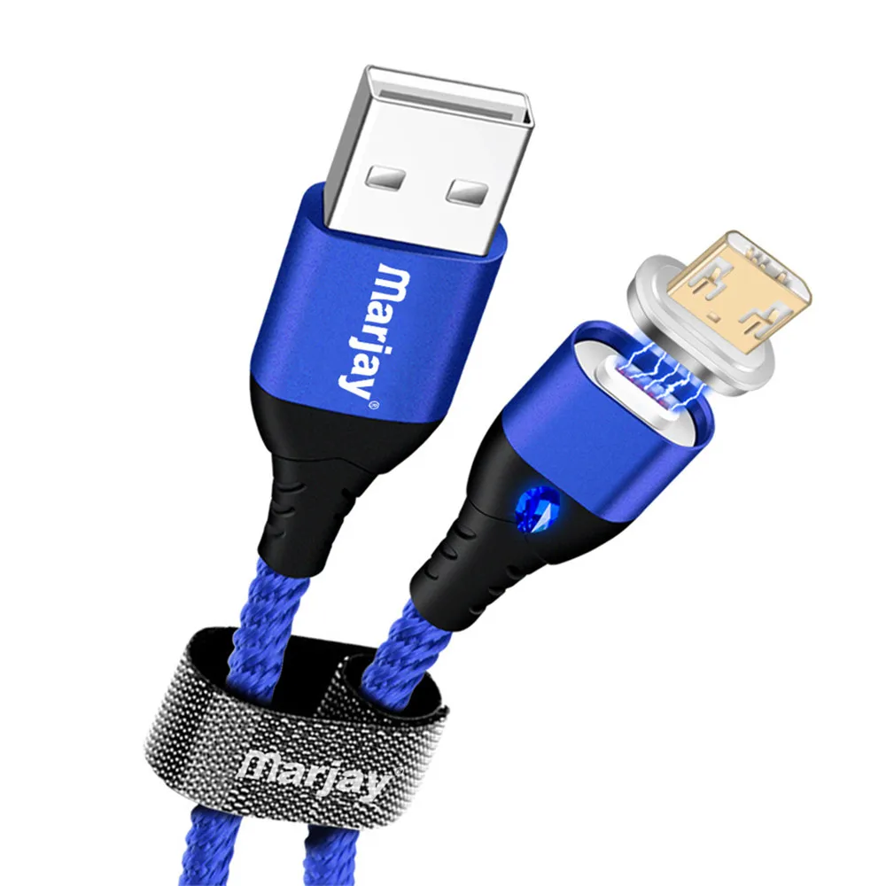 Marjay Магнитный кабель Micro USB для samsung type C 5A Быстрая Зарядка Кабели для iPhone X 8 7 Магнит USB C зарядное устройство кабель для huawei - Цвет: Blue for Micro USB