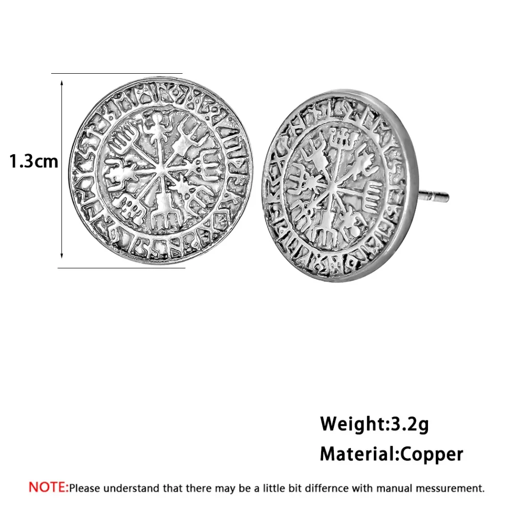 CHENGXUN скандинавские руны серьги в виде компаса Женские винтажные Шарм в античном стиле бронзовые круглые славяне Викинги ювелирные изделия серьги-гвоздики
