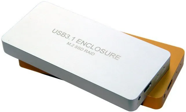 Image WBTUO USB 3.1 Type C to 2 Port NGFF(M.2) SSD RAID HDD Enclosure  Golden   Silver Q15744 45