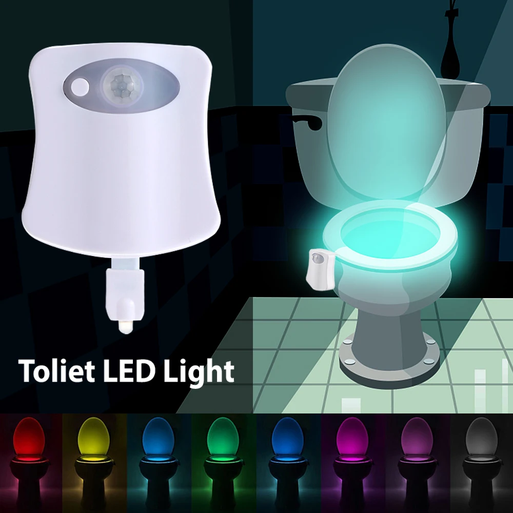 

CHIZAO Smart PIR Motion Sensor Toilet Seat Night Light 8 Colors Waterproof Backlight For Toilet Bowl LED WC Toilet Ligh UV