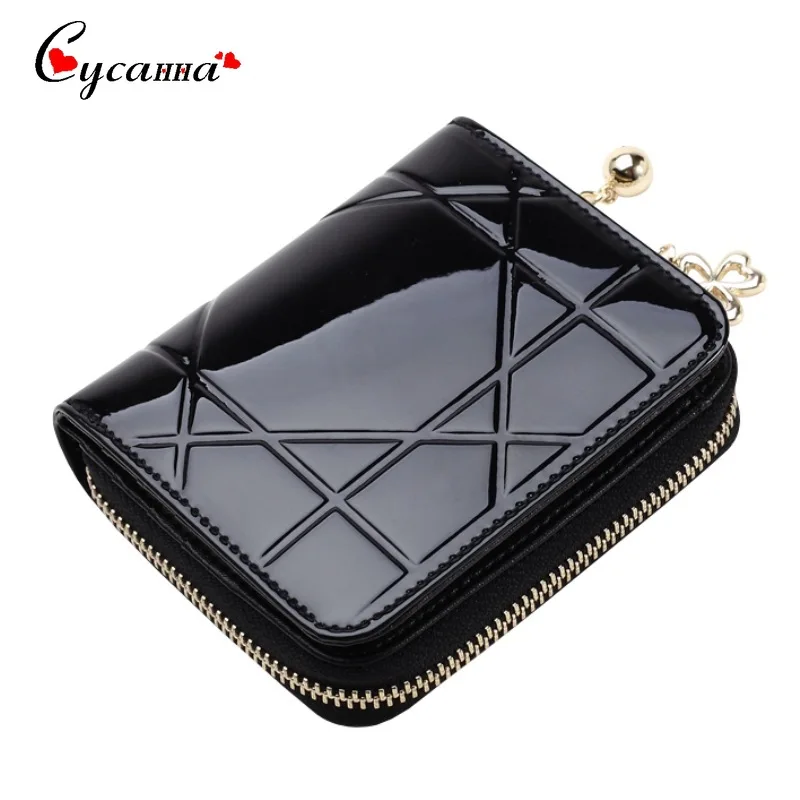 

Top Quality Women Wallets Small Wallet Leather Purse Short Rhomboids Chain Female Coin Wallet Zipper Clutch Purse Credit Card