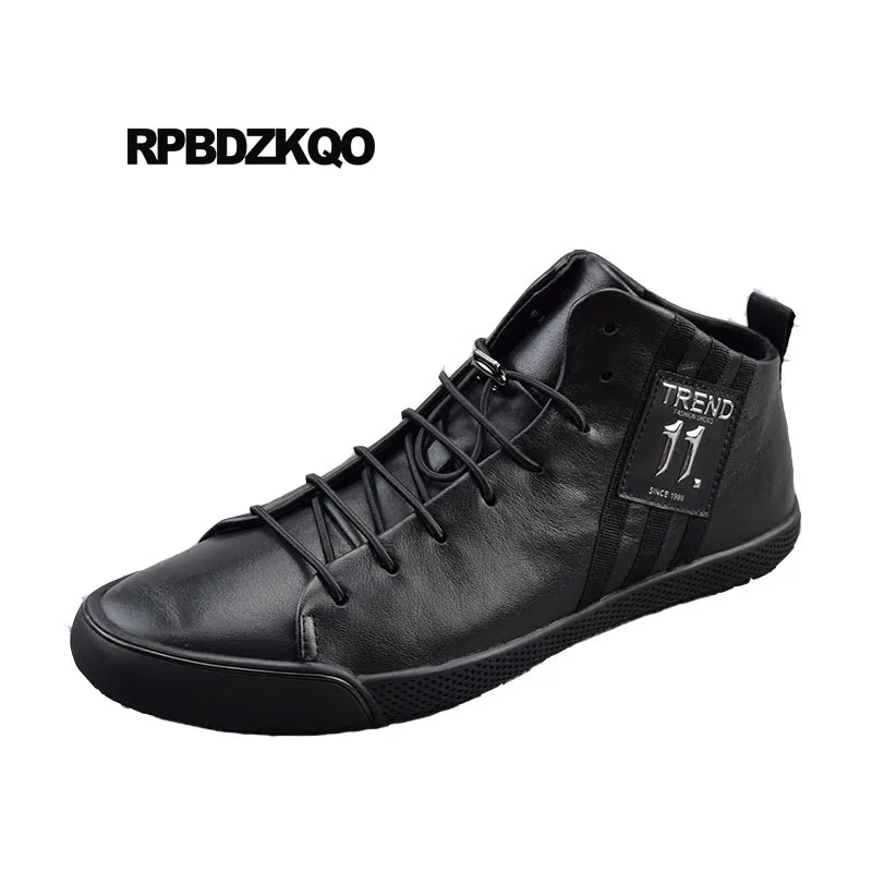 Deporte Zapatillas Calidad Lujo Alta Skate Casuales Superior Zapatos De Encaje Cuero Europea Británico Negro Marca Genuino Hombres Estilo fqxnU0O6n