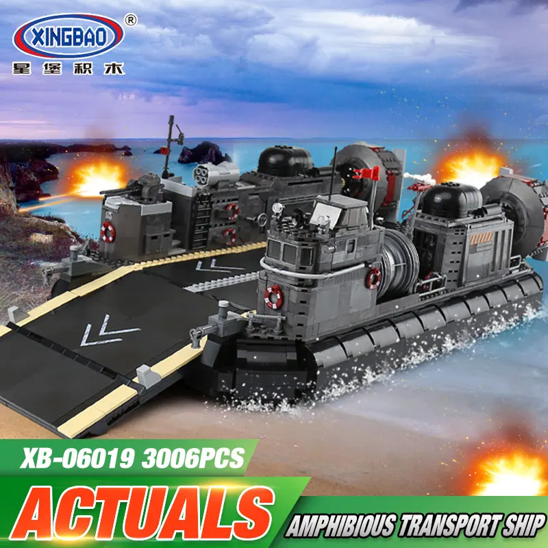 

XINGBAO 06019 Genuine 3006Pcs Military Series The Amphibious Transport Ship Set Building Bricks Blocks Toys As Christmas Gifts