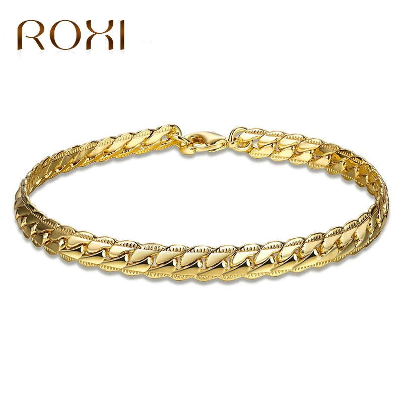 

ROXI Punk Twisted Chain Bracelet For Women Gold Color Rope Chain Mens Bracelets & Bangles Pulseira Masculina Fashion Jewelry