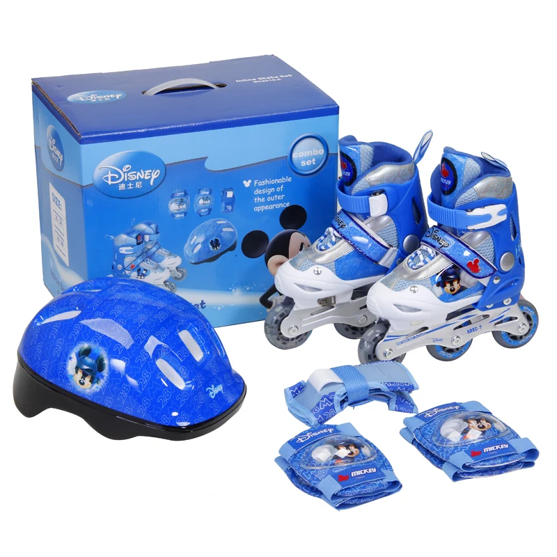 Disney Adjustable roller skate shoes for Kids wheels inline skates roller Child With With Helmet Knee Protector Gear
