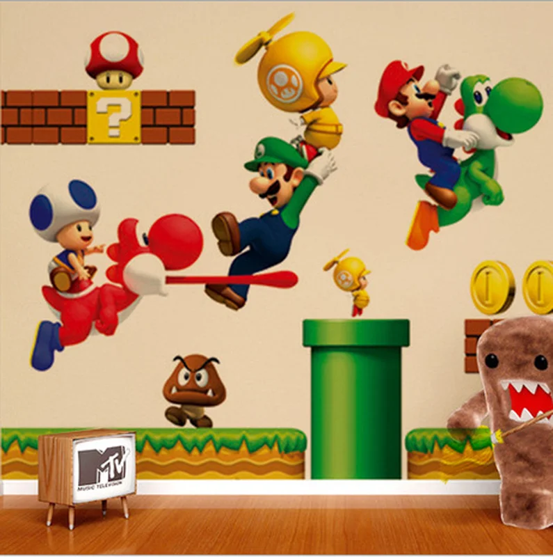 

Removable Wall Stickers Sticker Home Decor Big Super Mario Bros Children Removable Wall Box Stickers Home