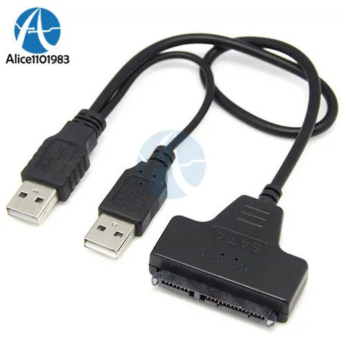 

Hard Disk Drive SATA 7+15 Pin Connector 22 to Double Dual USB 2.0 Interface Adapter Cable LED Light For 2.5 HDD Laptop