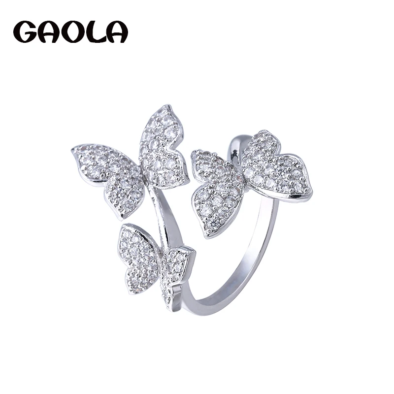 GAOLA Высокое качество Милая Бабочка Кольцо Открытые Кольца для женщин ювелирные изделия подарки J1561
