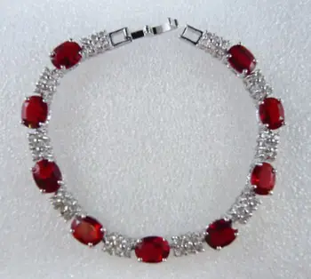 

Beautiful Red Blue Green Pink Purple Cubic Zirconia Link Bracelet 7.5"