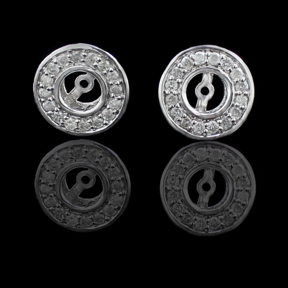 1/2CT Diamond Studs Jackets Earring Enhancers 14K White Gold Channel Set