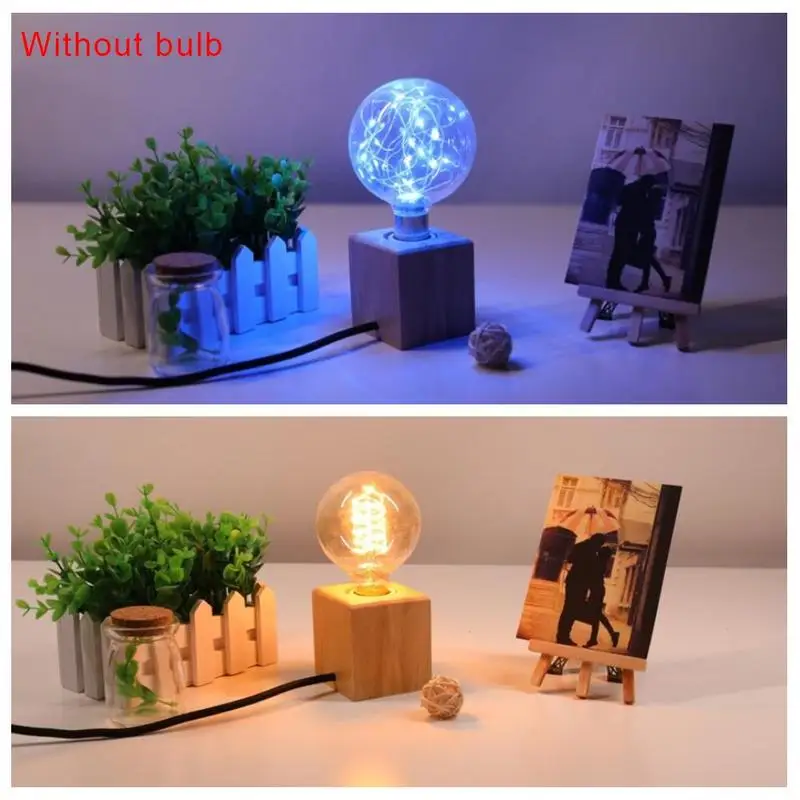 

Modern Table Lamp E27 Wooden Desk Lamp Diamond Bedside Lamp For Home/Bedroom/Living Room Decor EU/US-Plug Wooden Base