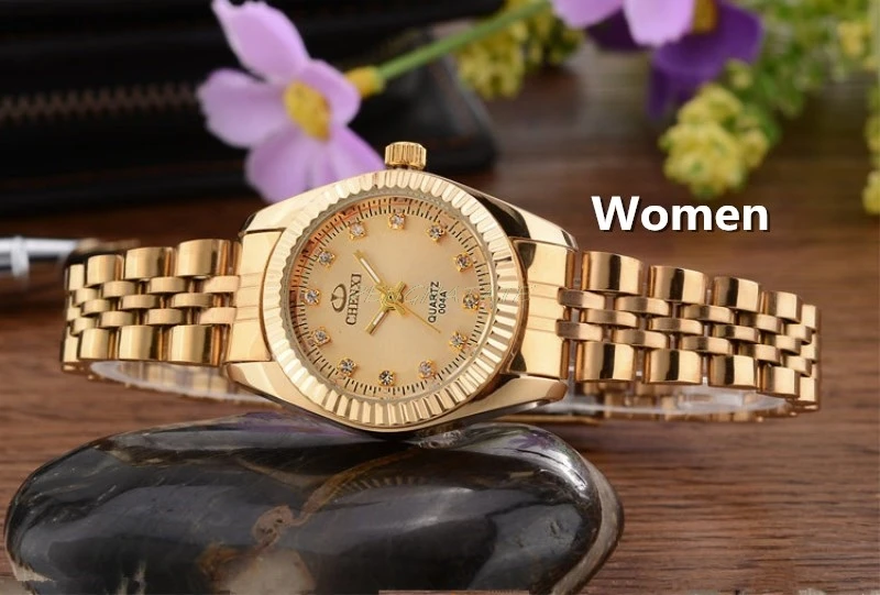 CHENXI женские золотые часы золотые браслеты Подарки Кварцевые часы водонепроницаемые Стразы Кварцевые Ретро часы