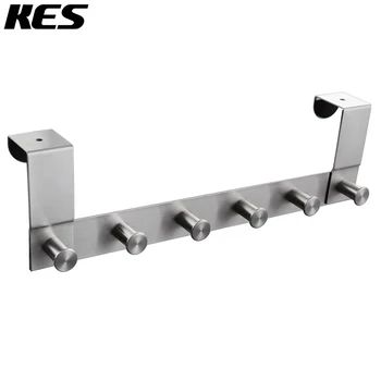 

KES Stainless Steel Over-the-Door Hook Organizer Rack, 6 Hook, Brushed Finish, A8065H6-2