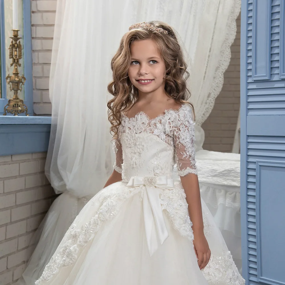 modest flower girl dresses with sleeves
