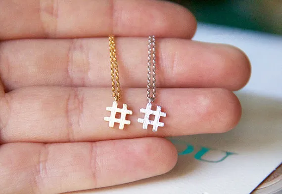 

10 alphabet Trendy Symbol # Necklaces Typography Letter Necklace name Hashtag Necklace Simple Initial Sign Necklace for Women