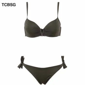 

TCBSG 2019 New Bikini Sets Swimwear Women Swimsuit Female Summer Sexy Bikinis Solid Beach Swim Push Up Batch Wear Suits Biquini