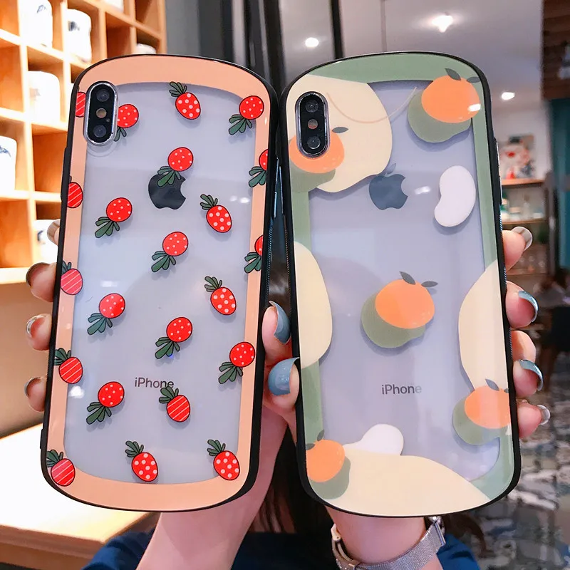 Летний чехол для телефона с фруктами iphone 8 7 plus 6 S Plus милый из закаленного стекла