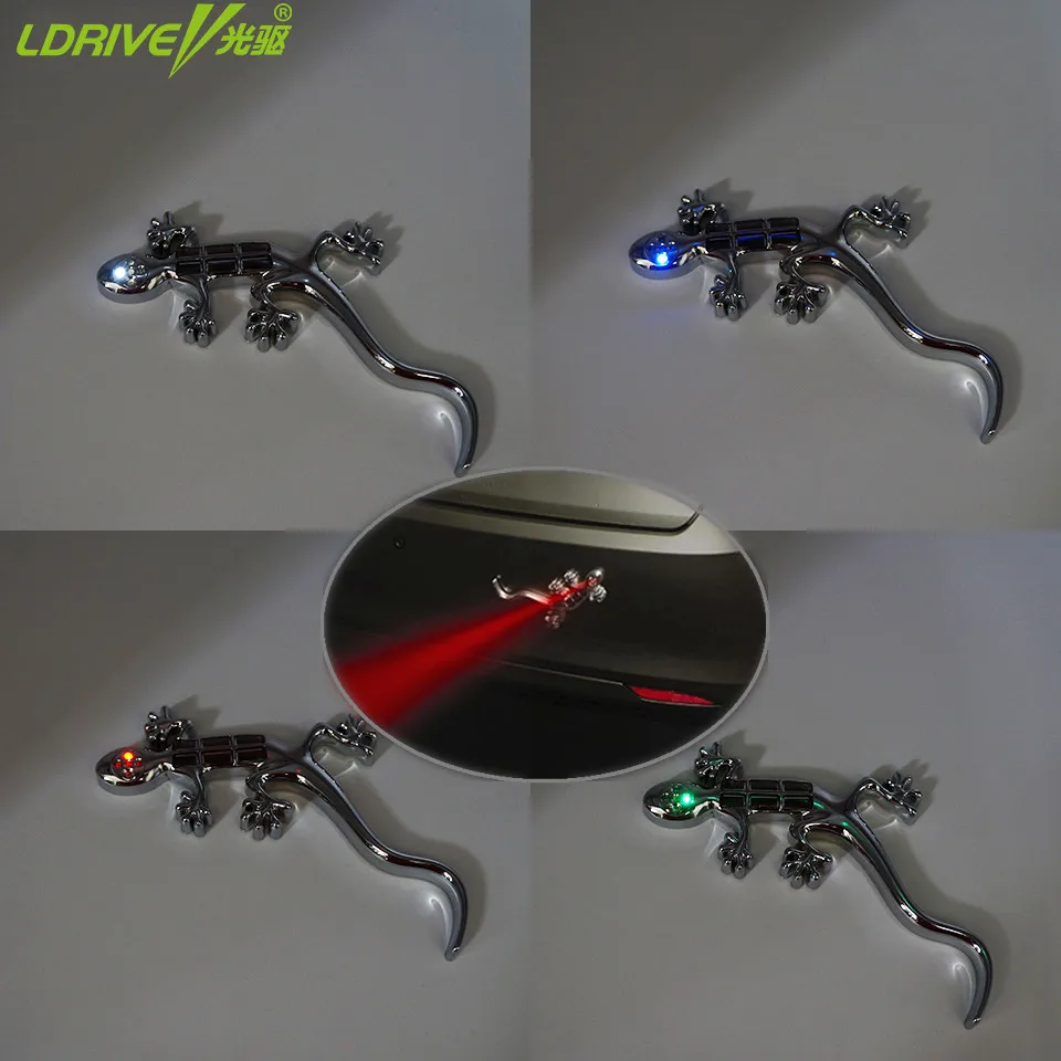 LOEN 4LED автомобиля Стикеры 3D Солнечный Мощность s и наклейки белого синего цвета