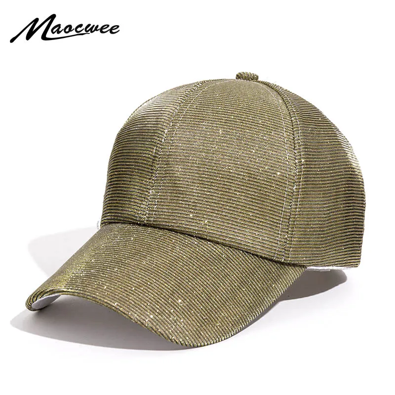 

New Baseball Cap Evening Woman Man Dad Cap Shiny Glitter Couple Lovers Hip Hop Adjustable Solid color Snapback Plain Black Bones