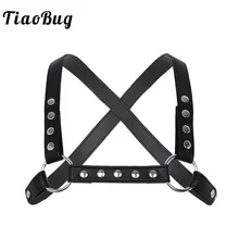 TiaoBug модные панк готические мужские черные искусственная кожа х Форма Грудь Жгут уплотнительные кольца Связывание ремень сексуальные Клубные костюмы БДСМ бондаж