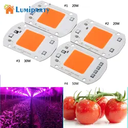 Lumiparty Hydroponice AC220V 20 Вт 30 Вт 50 Вт удара светодио дный светать чип полный спектр 380-840nm для выращивания домашних растений цветок