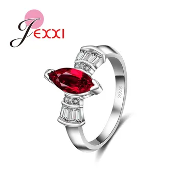 

Red Oval Crystal Engagement Rings 925 Sterling Silver Wedding Finger Ring For Women Fashion Brand Jewelry Bague Bijoux