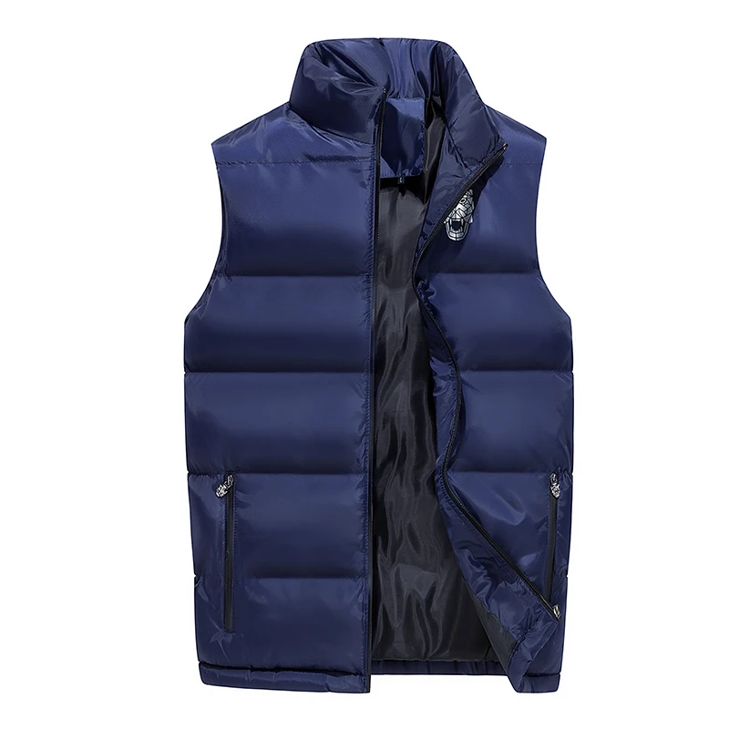 dark blue Модный мужской хлопковый жилет, осенний и зимний утепленный теплый весенний мужской ветрозащитный жилет без рукавов, мужской жилет для влюбленных - Цвет: dark blue
