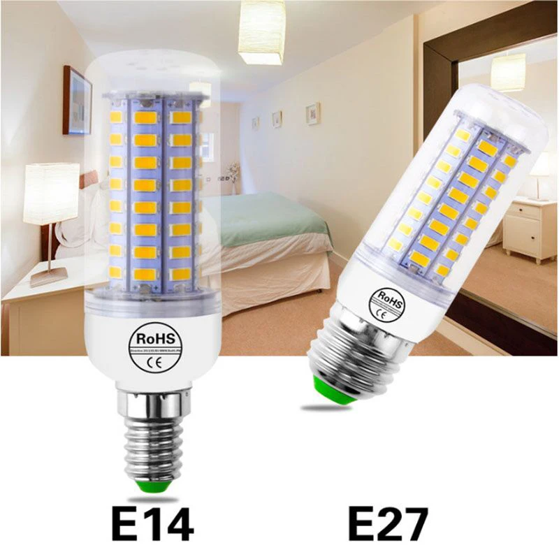 HKZZI E27 светодиодный светильник E14 лампы SMD5730 220V Светодиодная лампа кукуруза 24 69 72