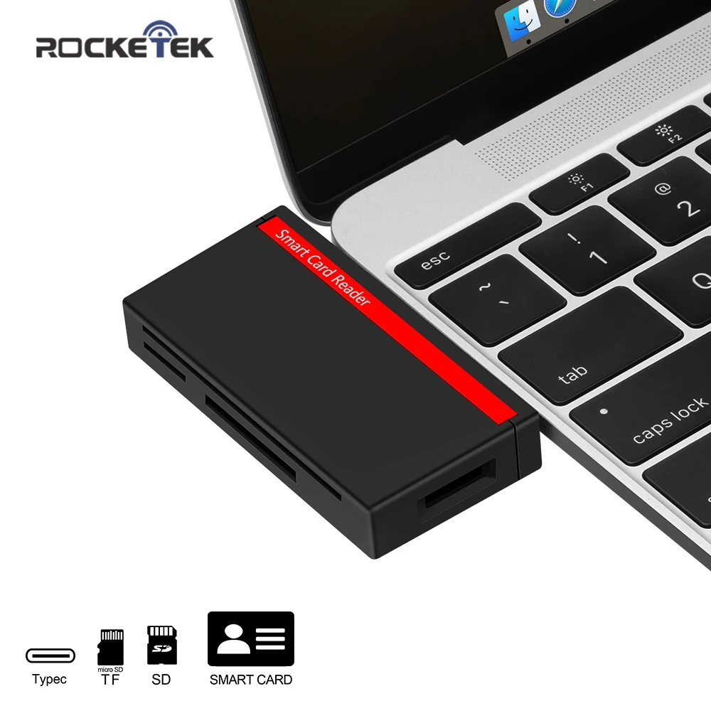 Rocketek type-C USB C 3,0 мульти смарт-кардридер SD/TF micro SD память, ID, банковская карта, sim cloner разъем адаптера компьютер ПК