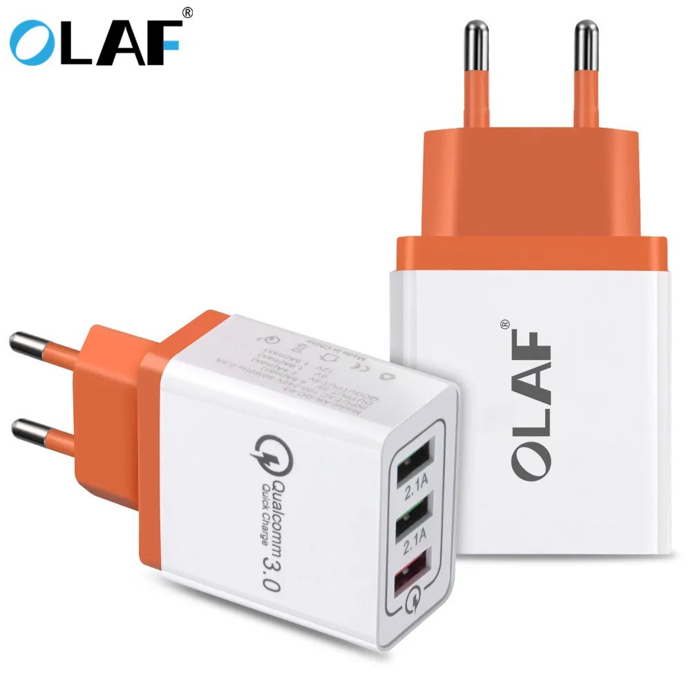 Olaf USB Charger Quick Charge 3.0 2.0 EU Phone Charger 3 Ports USB Travel Fast Charger Adapter for iPhone Xiaomi Samsung Tablets (3)